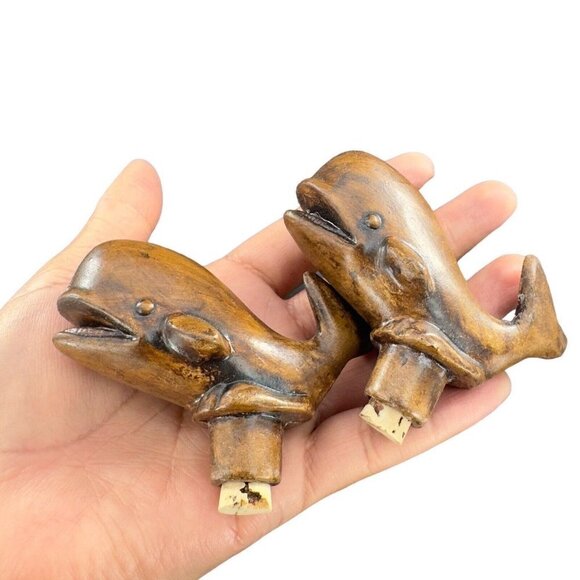 Vintage Whale SeaWorld Set Salt Pepper Shakers Treasure Craft Made USA Ceramic - Picture 9 of 12
